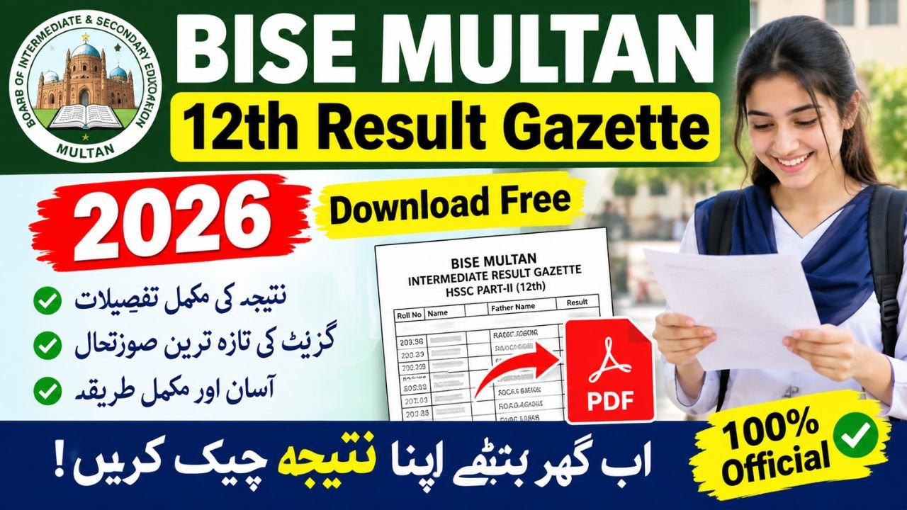 BISE Multan 12th result gazette 2026